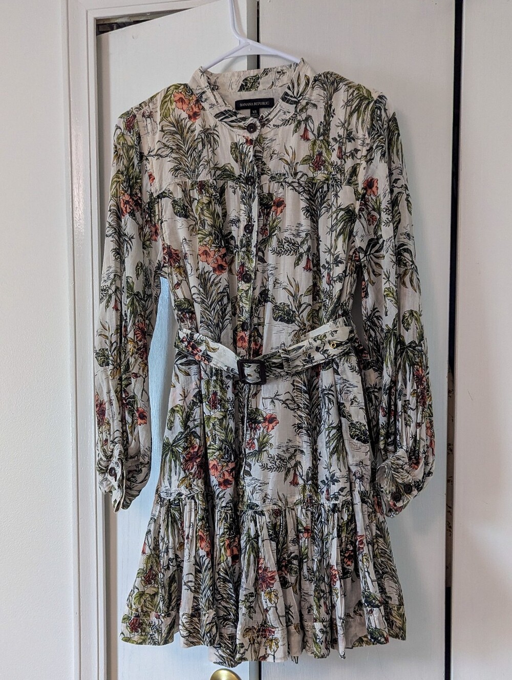 Banana Republic Floral Hawaiian Print Long-Sleeve Dress Size XS EUC!